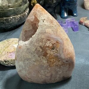 Flower agate/pink amethyst flame